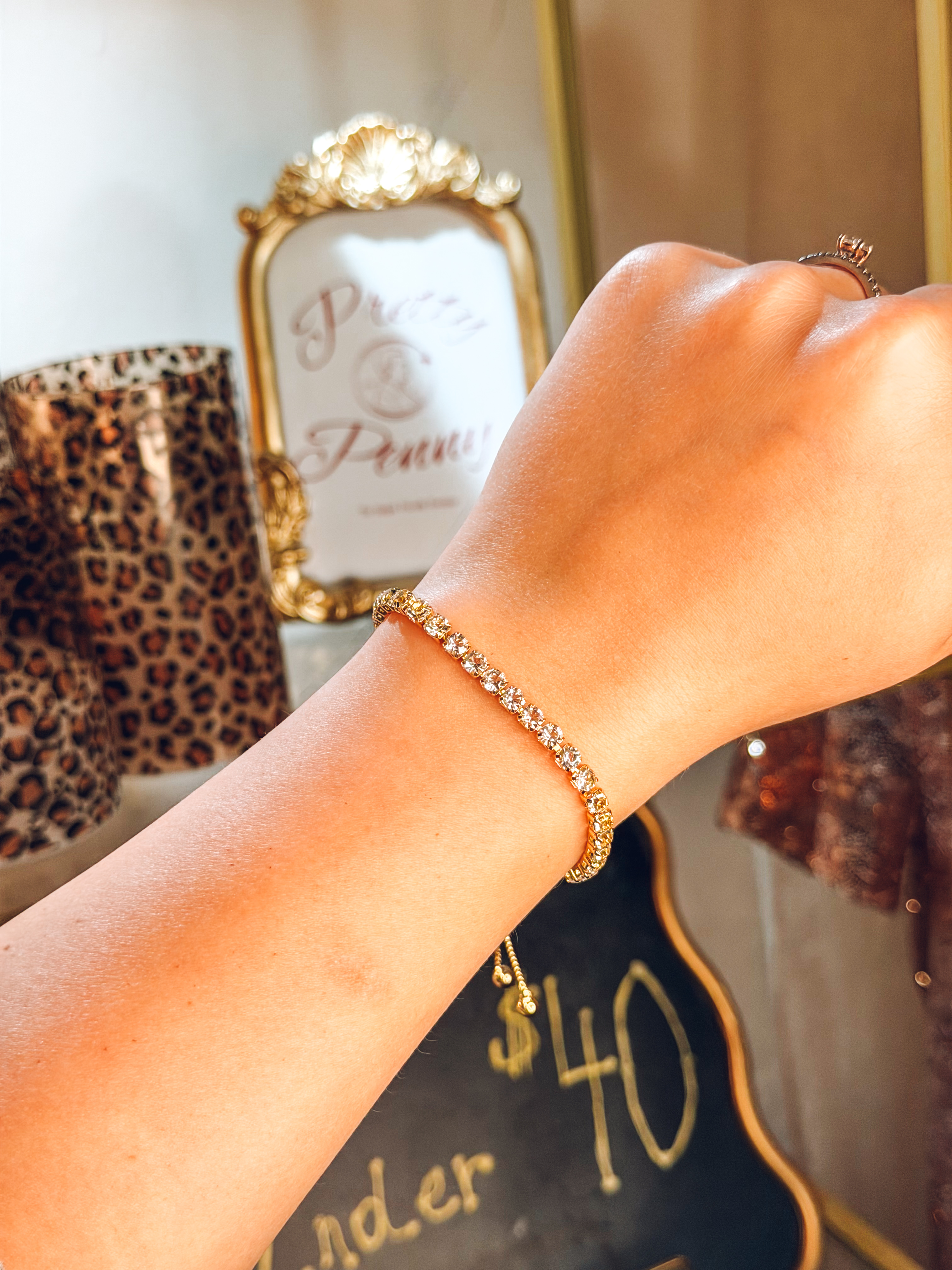 Square Stone Gold Pulley Bracelet