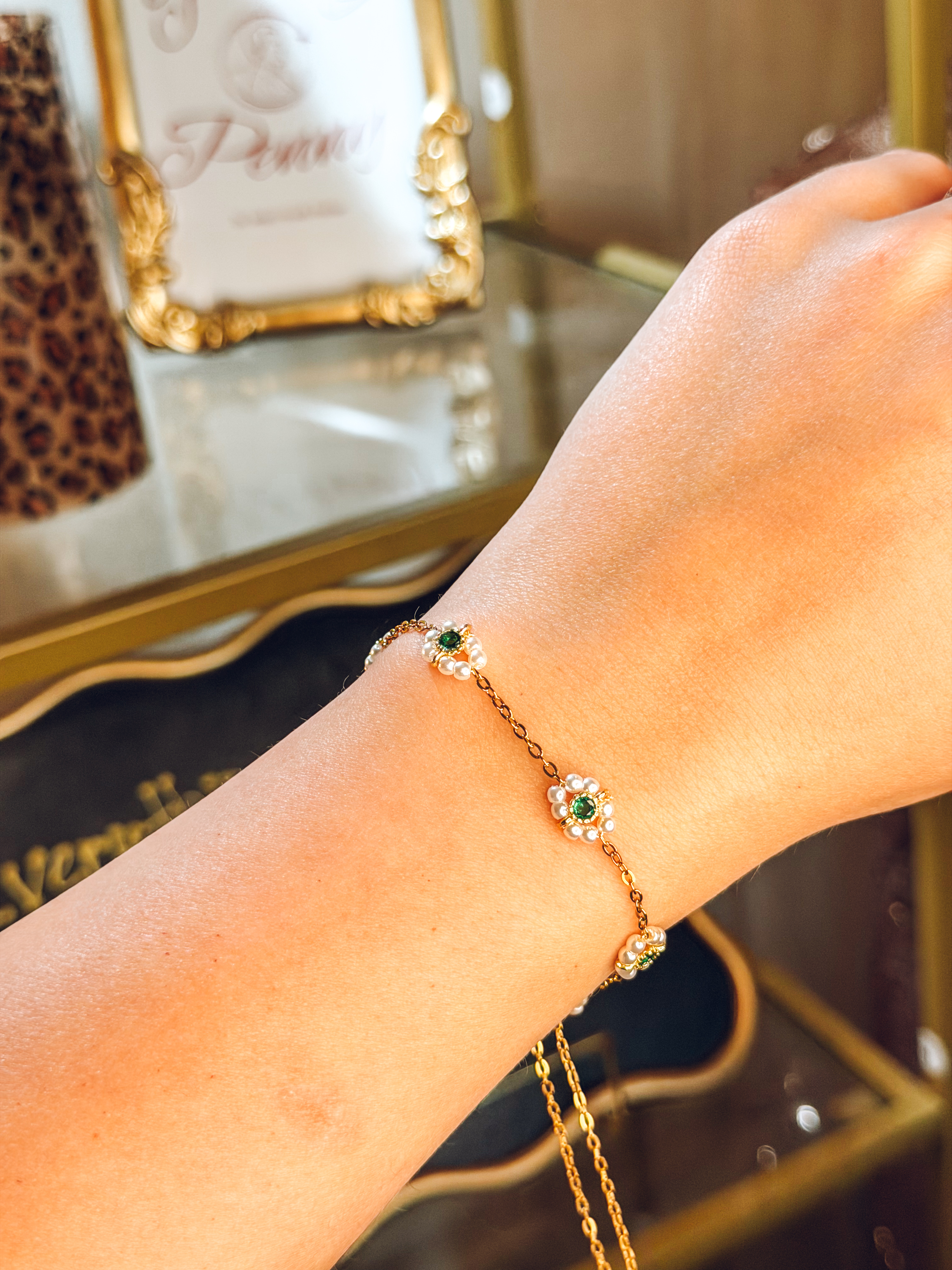 Pearl Flower Gold Gold Bracelet