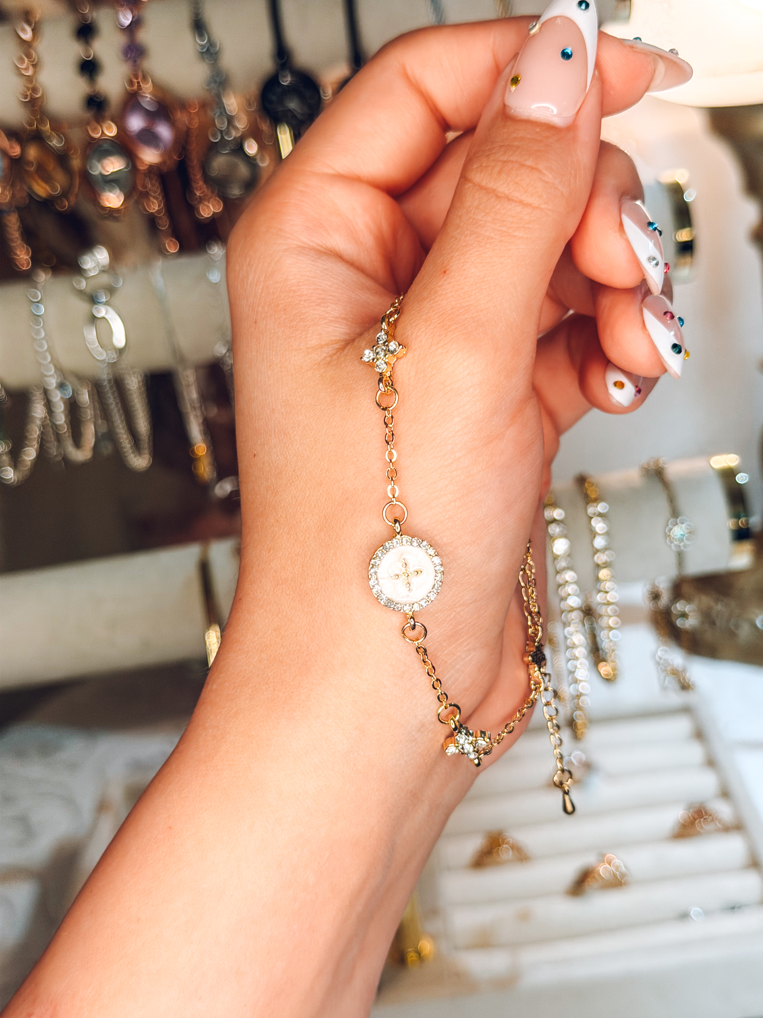 Gold Clover Cross Bracelet