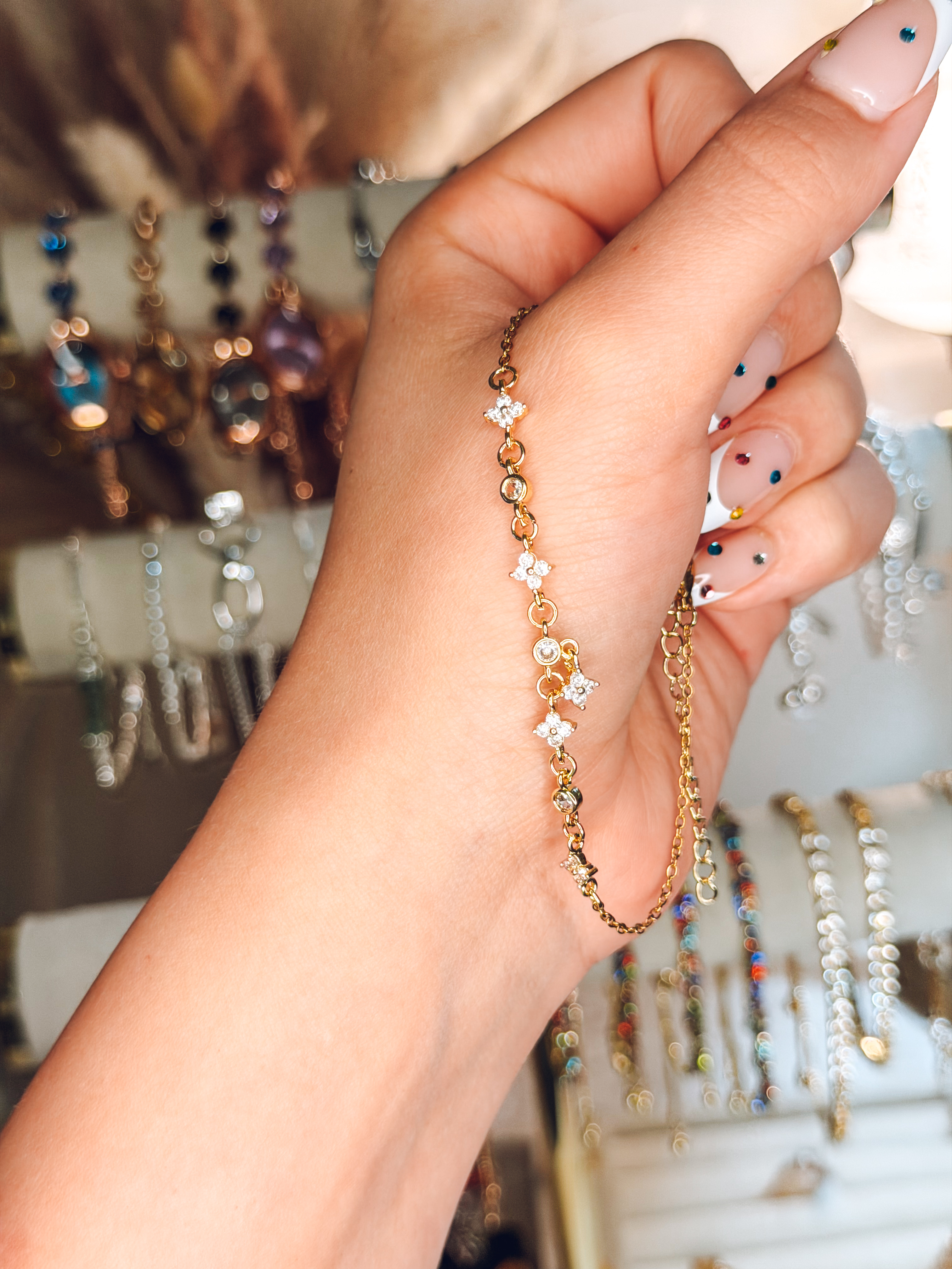Mini Sparkle Clover Gold Bracelet
