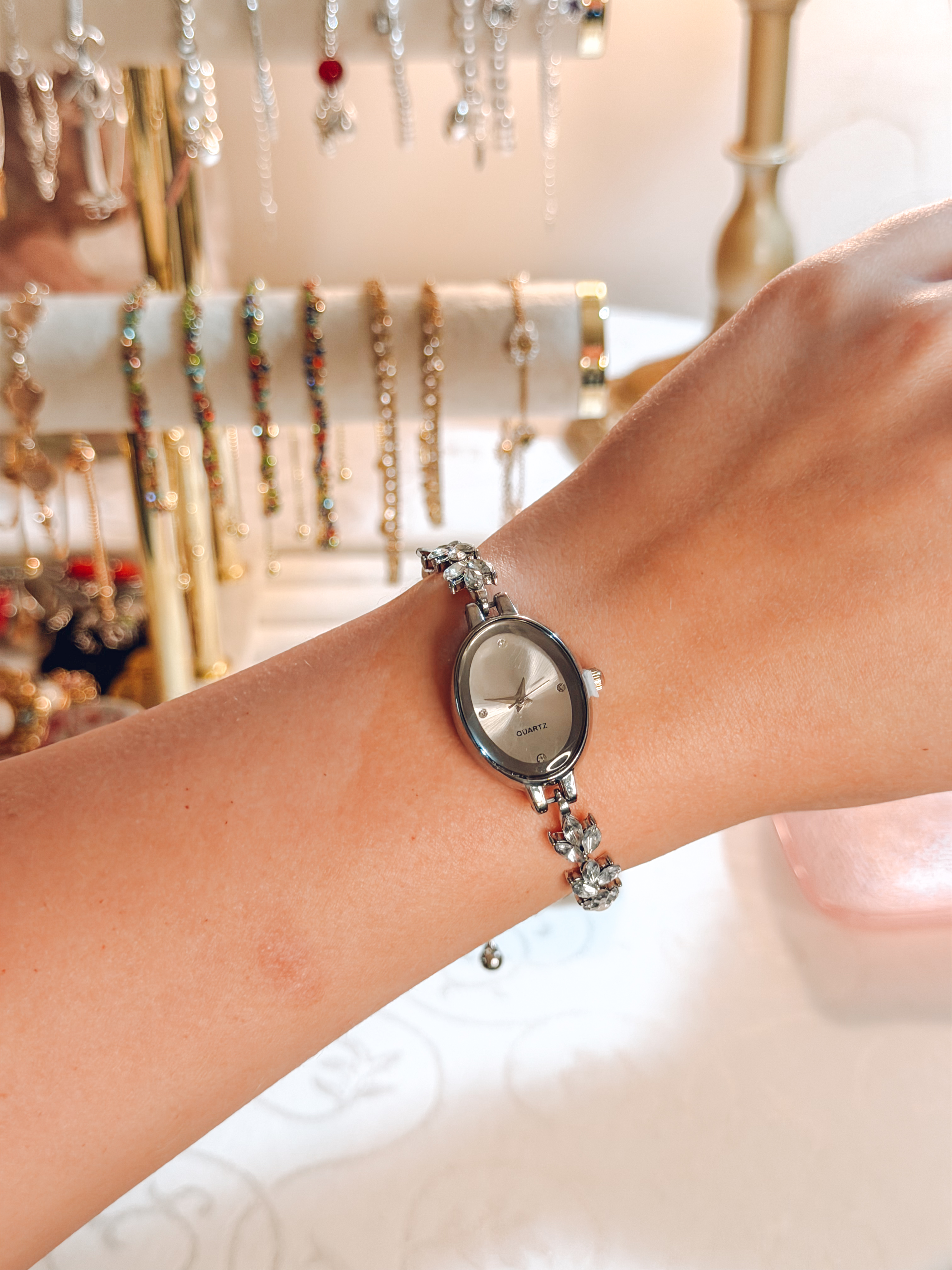 Women's Silver Oval Pulley Watch