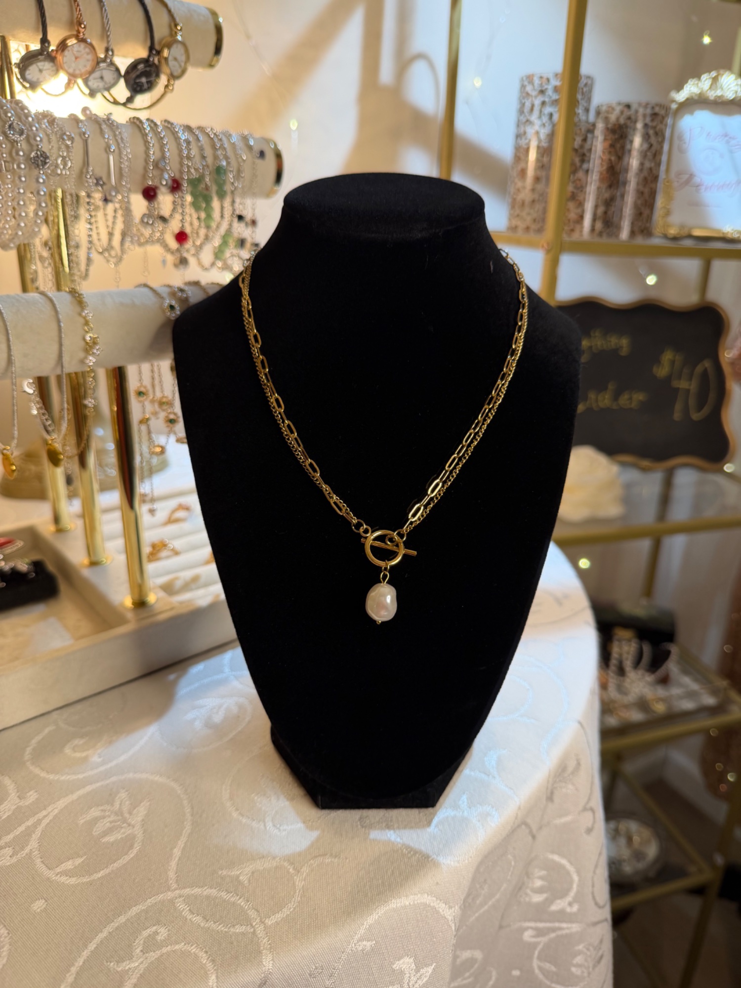 Freshwater Pearl Double Chain Necklace