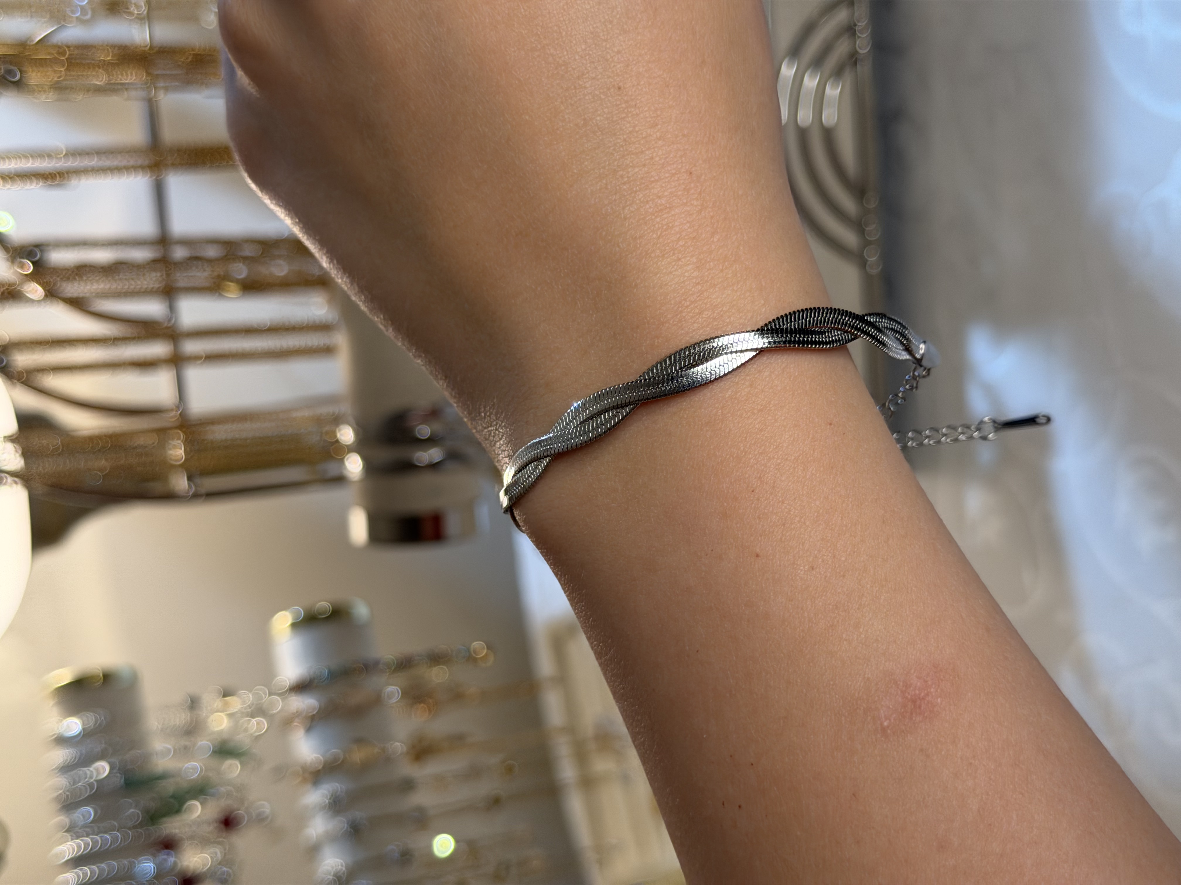 Silver Braided Snake Chain Bracelet