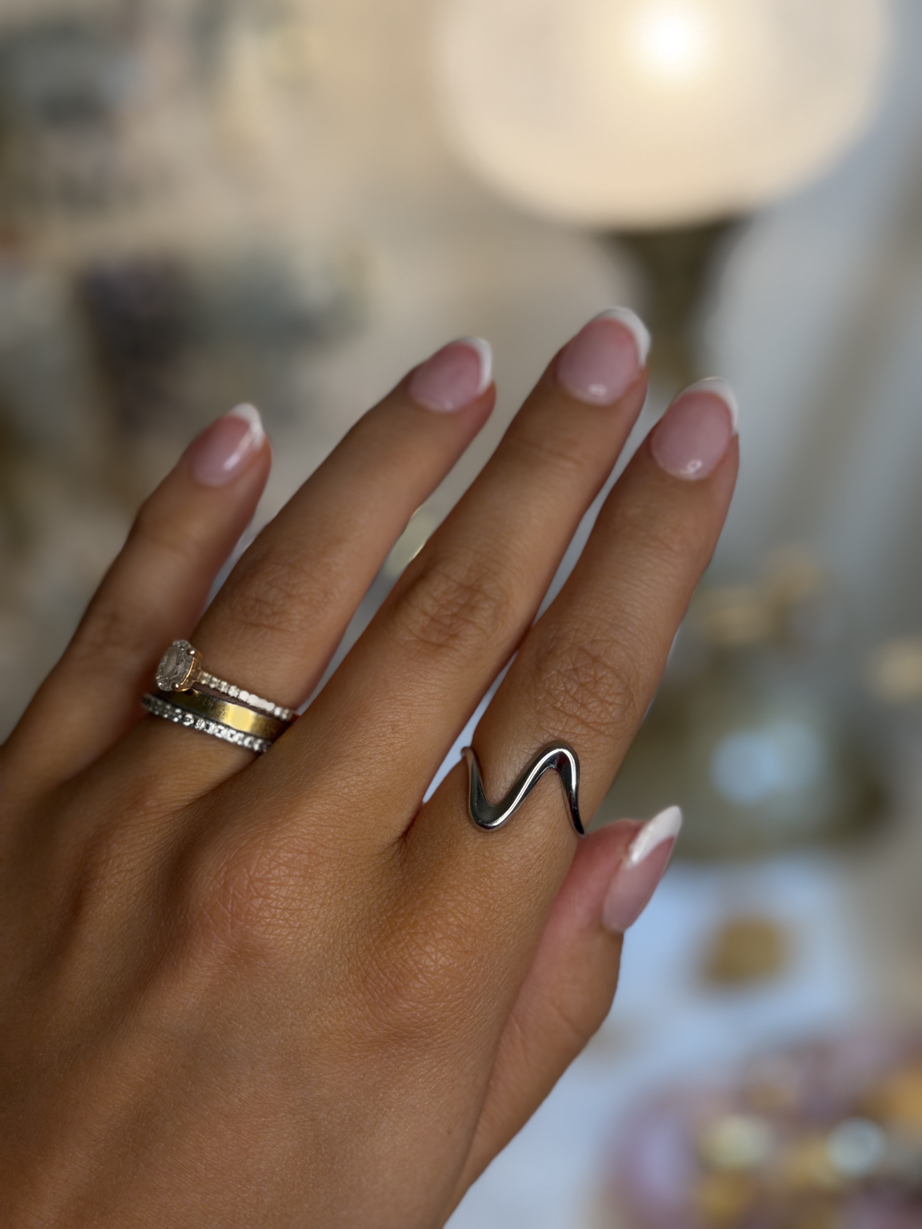 Abstract Silver Adjustable Ring